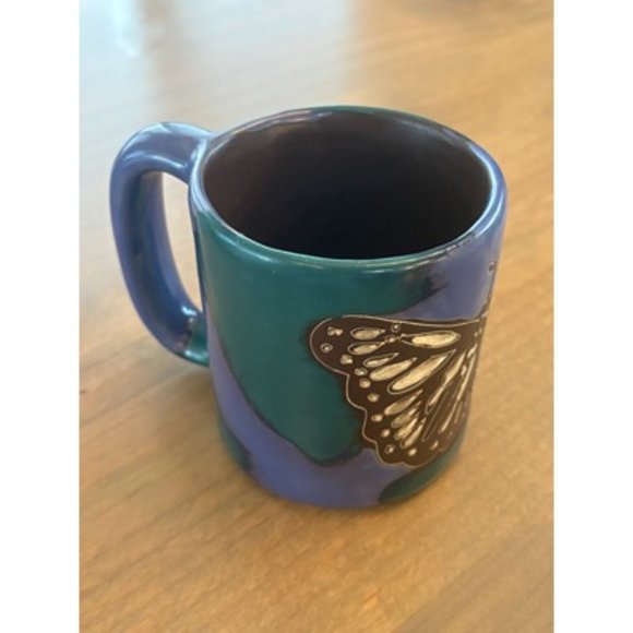 Design By Mara Mexico Pottery Other - Design By Mara Mexico Pottery Blue/Green Butterfly Stoneware Coffee Mug Cup